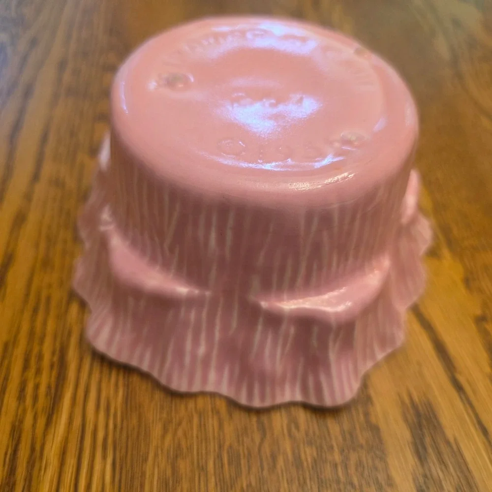 Vintage 1964 Miramar of California Pink Tree Bark Ruffled Bowl Planter 267 MCM